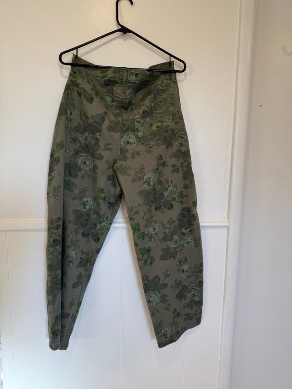 Gap Denim Barrel Jeans Olive Green Floral 14 32R - Picture 2 of 3
